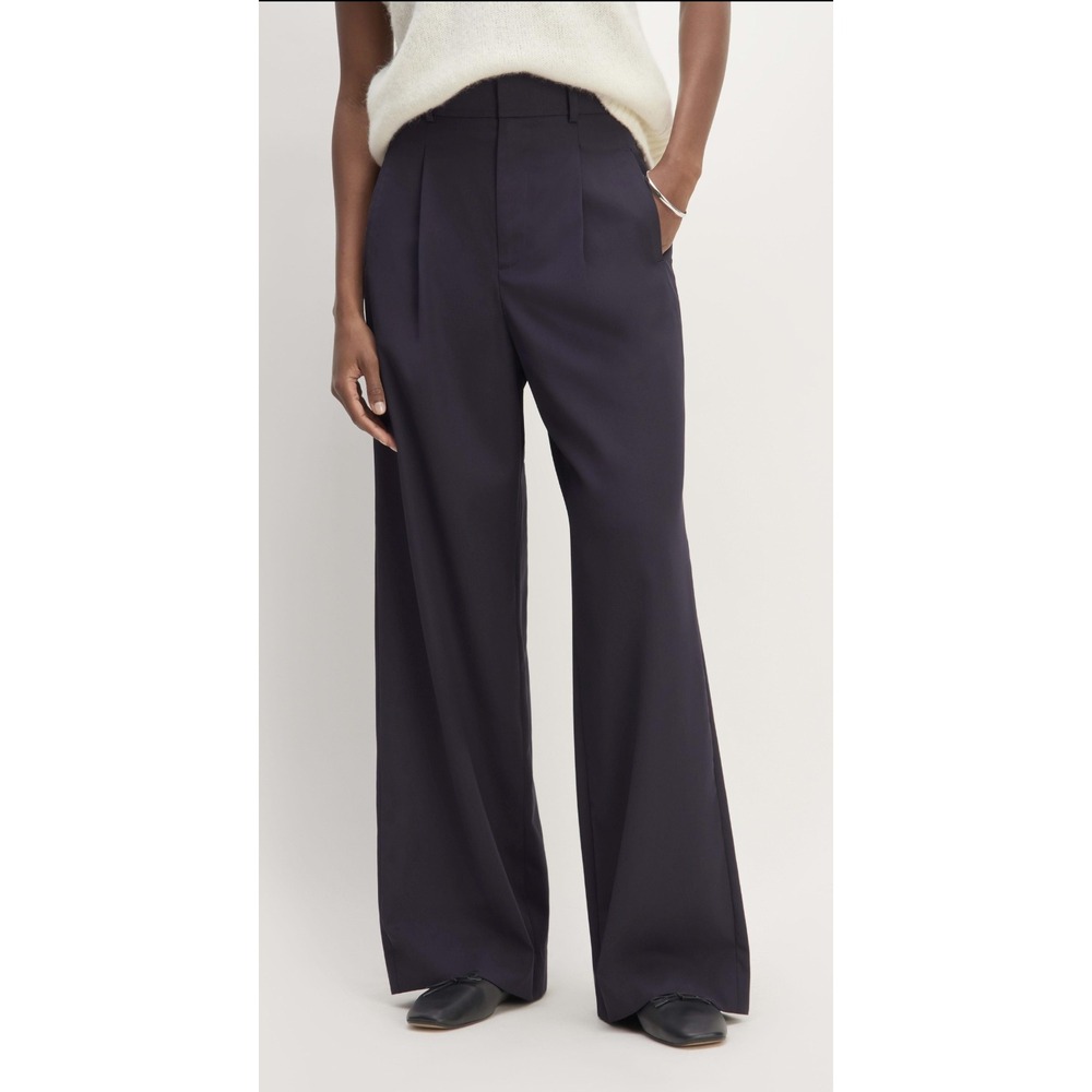 NWT Everlane Way-High Drape Pant Navy Wide Leg High Rise‎ Tencel Blend Sz 4S